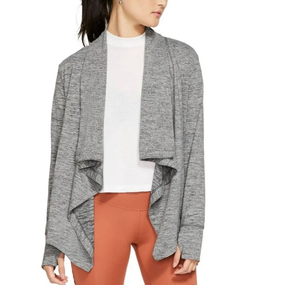 Nike yoga grey draped cardigan sweater small